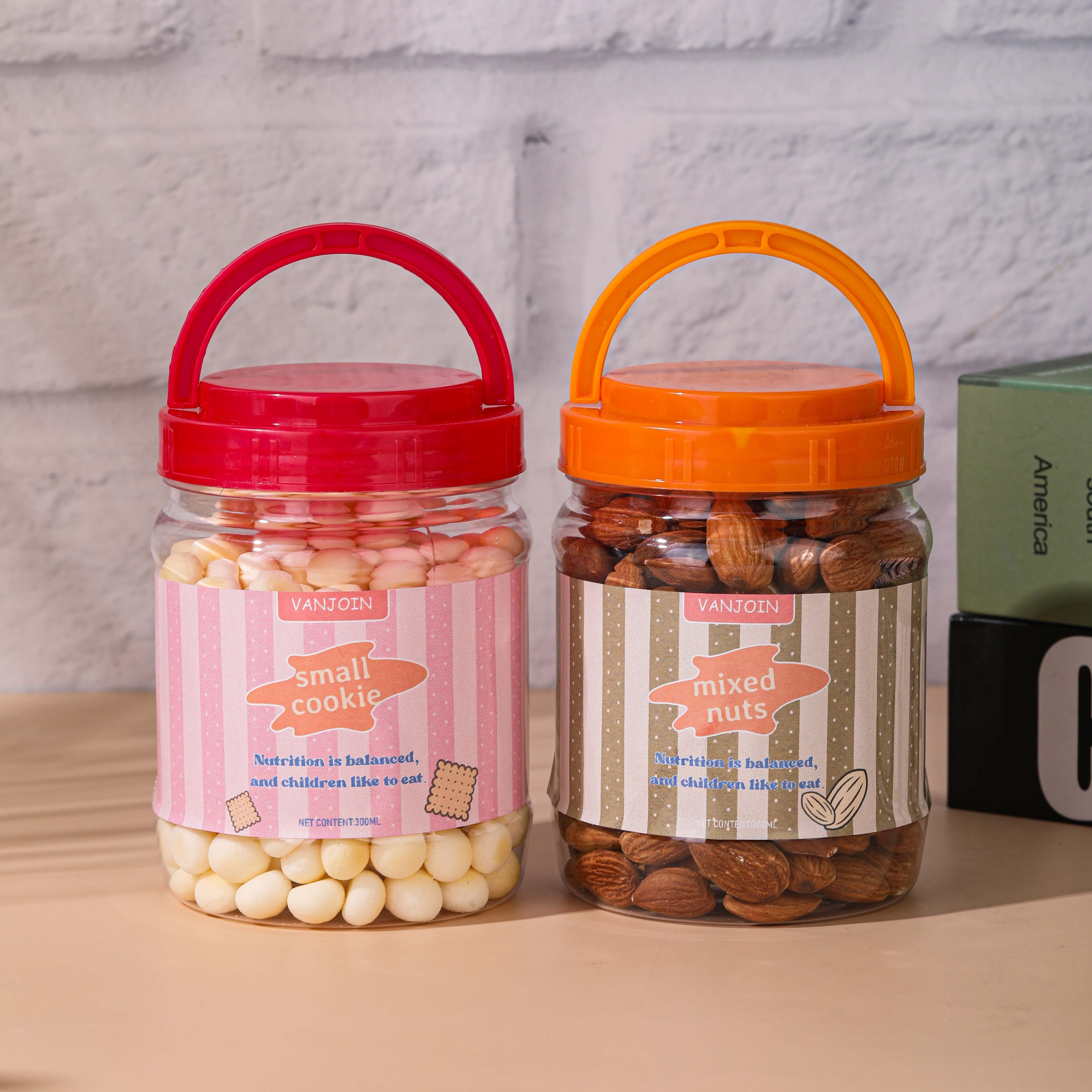 Food Grade Clear 1000ml 750ml 500ml Pet Cookie Jar Plastic Jar For Candy Peanut Butter Honey Jams Jar