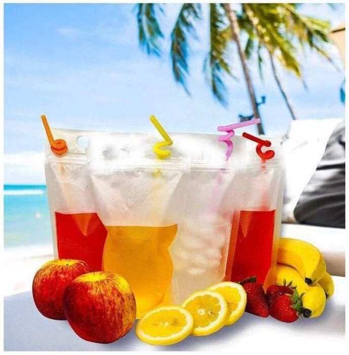 Customize Transparent Liquid Pouch Zip Locked Bag Stand Up Beverage Plastic Package Pouch With Free Straw