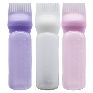 Wholesale 160ml empty Soft Squeezable Plastic Beauty Salon Hair Comb bottle And Hair Dye Oil Applicator brush Bottle with Comb