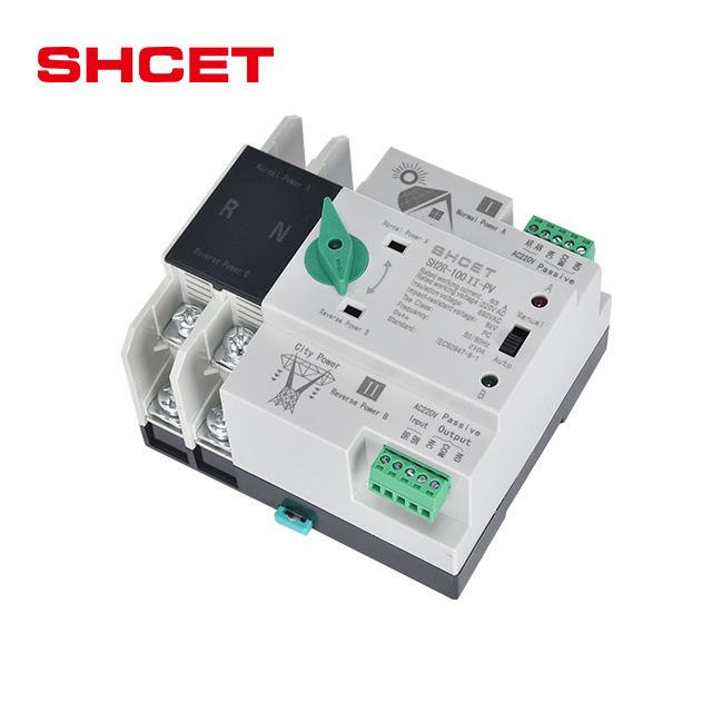 Changeover ATS Single Phase 2P 4P 63A 100A Low Voltage AC 220V 63Amp Dual Power Automatic Transfer Switch