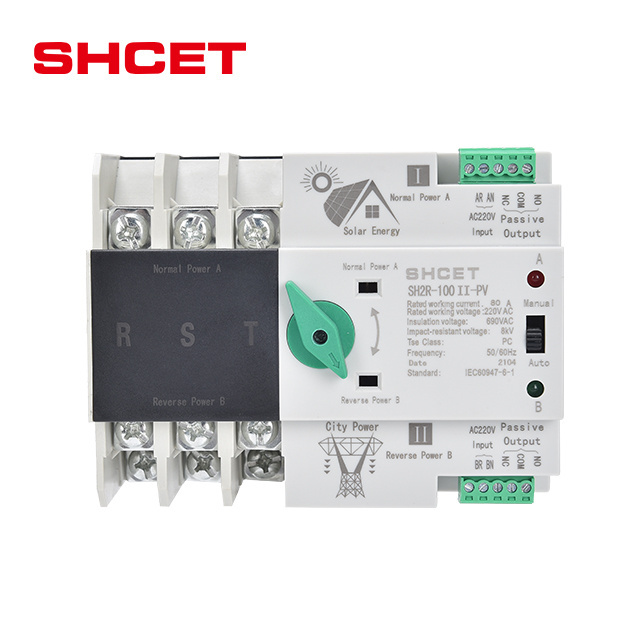 Changeover ATS Single Phase 2P 4P 63A 100A Low Voltage AC 220V 63Amp Dual Power Automatic Transfer Switch