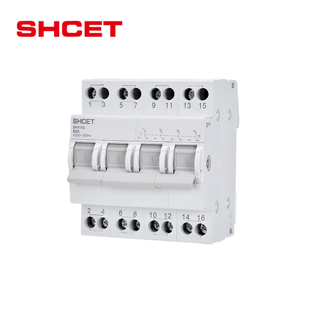 Electrical modular din rail mini changeover switch 1-0-2 manual mcb Isolator Isolating disconnector switch 4p 20 amp 63a 100a