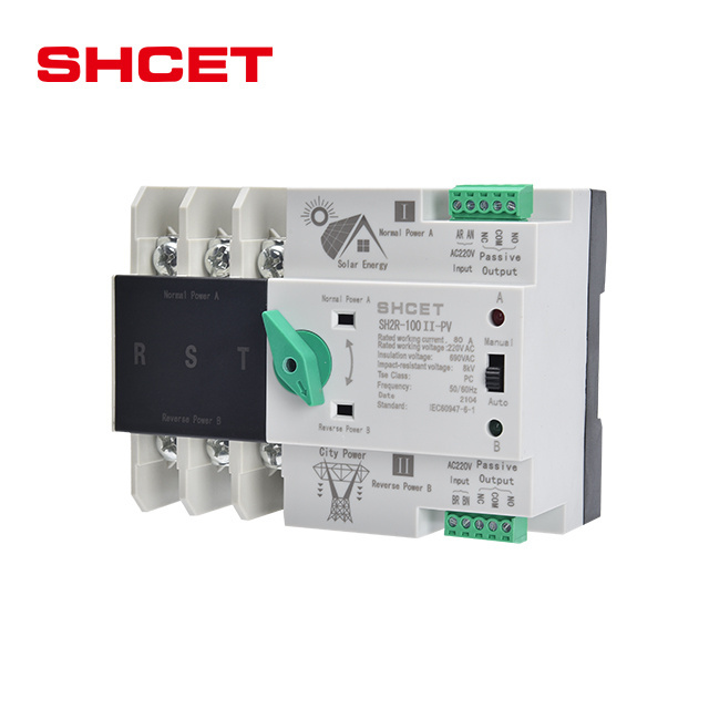 Changeover ATS Single Phase 2P 4P 63A 100A Low Voltage AC 220V 63Amp Dual Power Automatic Transfer Switch