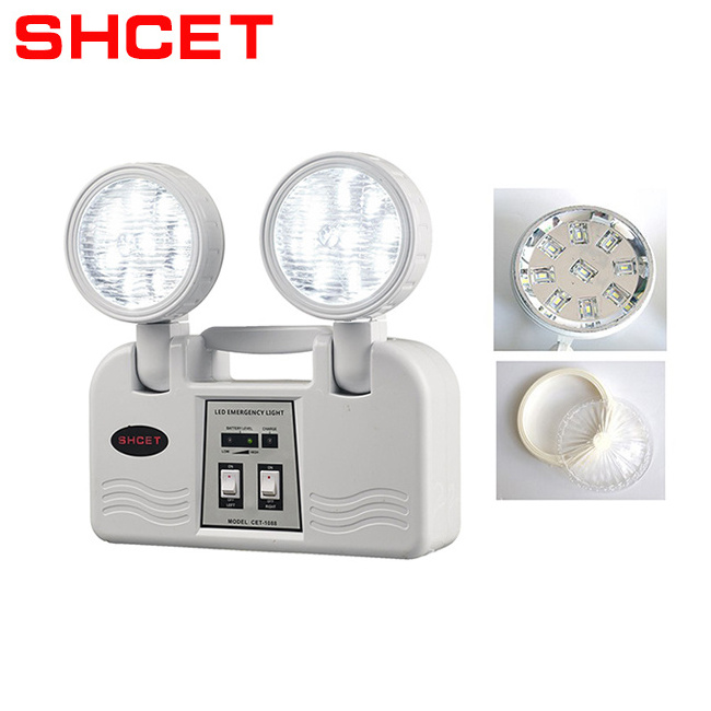 CET-1039 LED Exit Lights Twin Spot Adjustable Heads Battery Backup Led Emergency Light