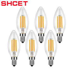 Hot sale vintage led filament light bulbs 2700K Warm White C35 led candle light bulb clear glass cover E14 2W 4W for decorative