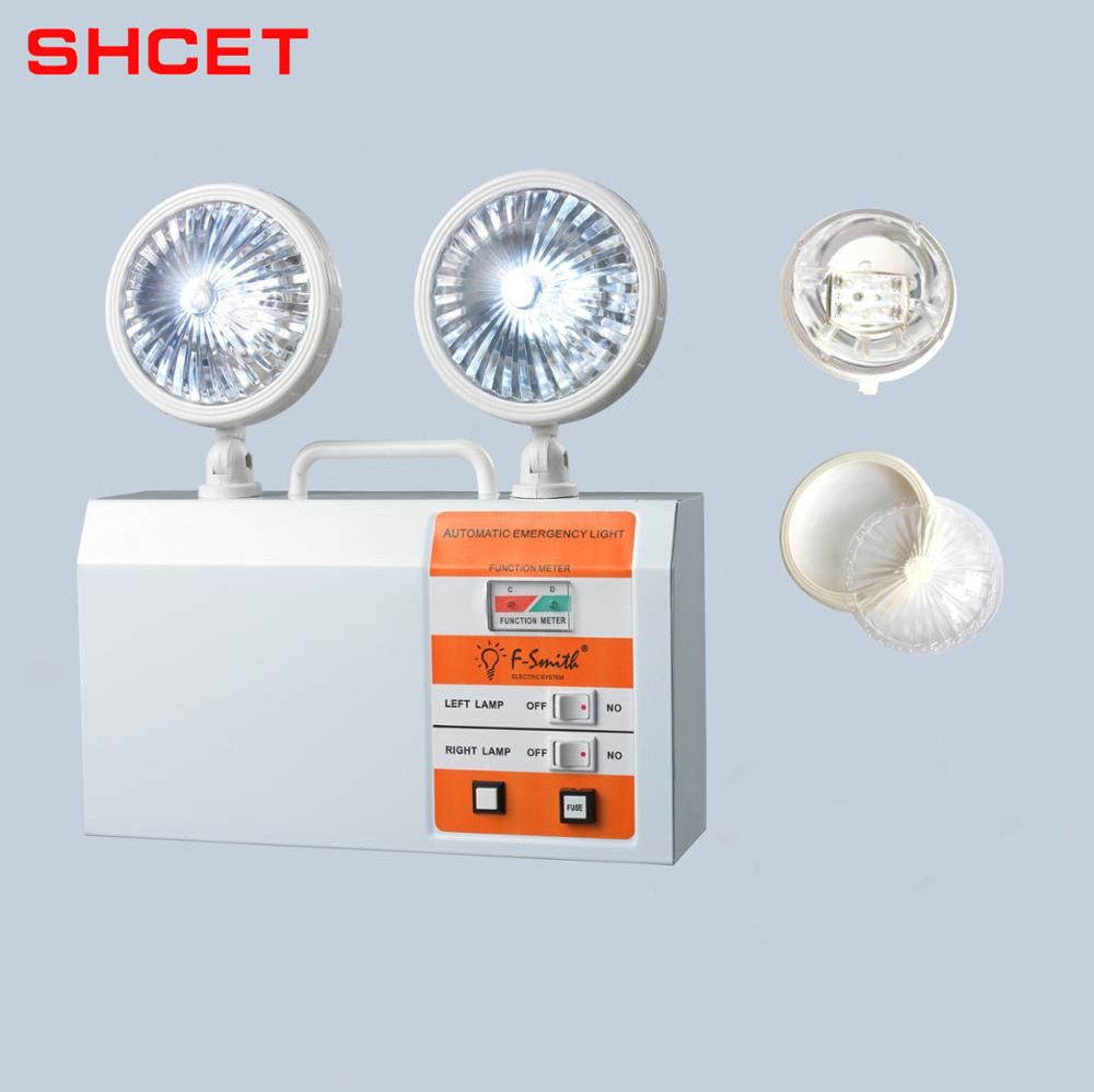 Iron Material LED Emergency Light Automatic twin adjustable heads lights Energy Saving INDOOR Lamp Power Battery Lighting