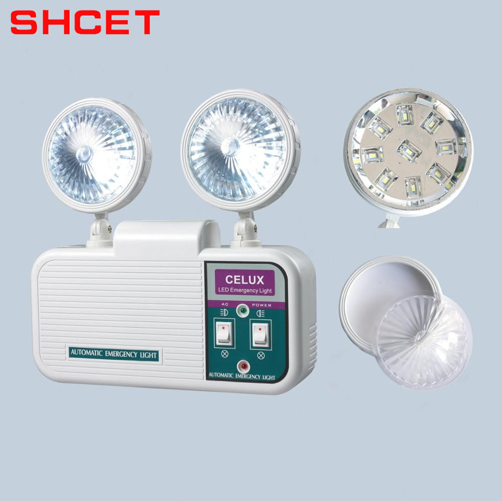 Hot selling 6W Rechargeable LED  Emergency Light  Exit Light with two round head plastic body