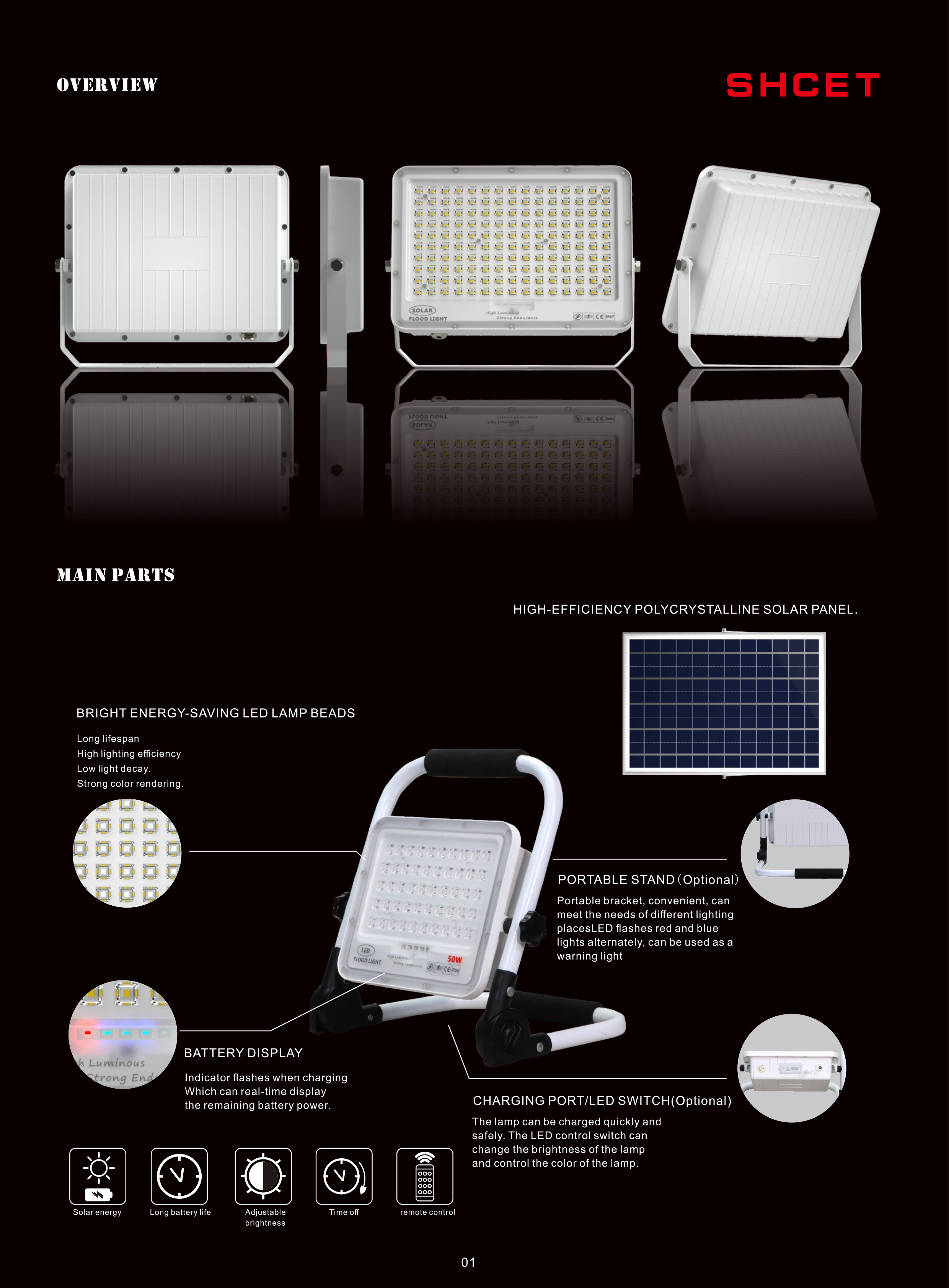 IP65 multifunction CET-106D factory directly portable led floodlight rechargeable 50W/120W/150W/200W