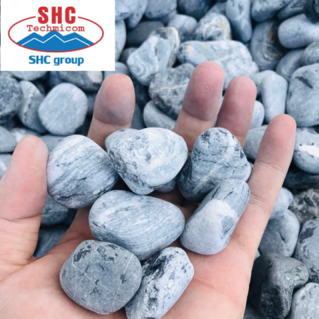 River rocks grey color pebble gravel cobblestone for landscape paving stone