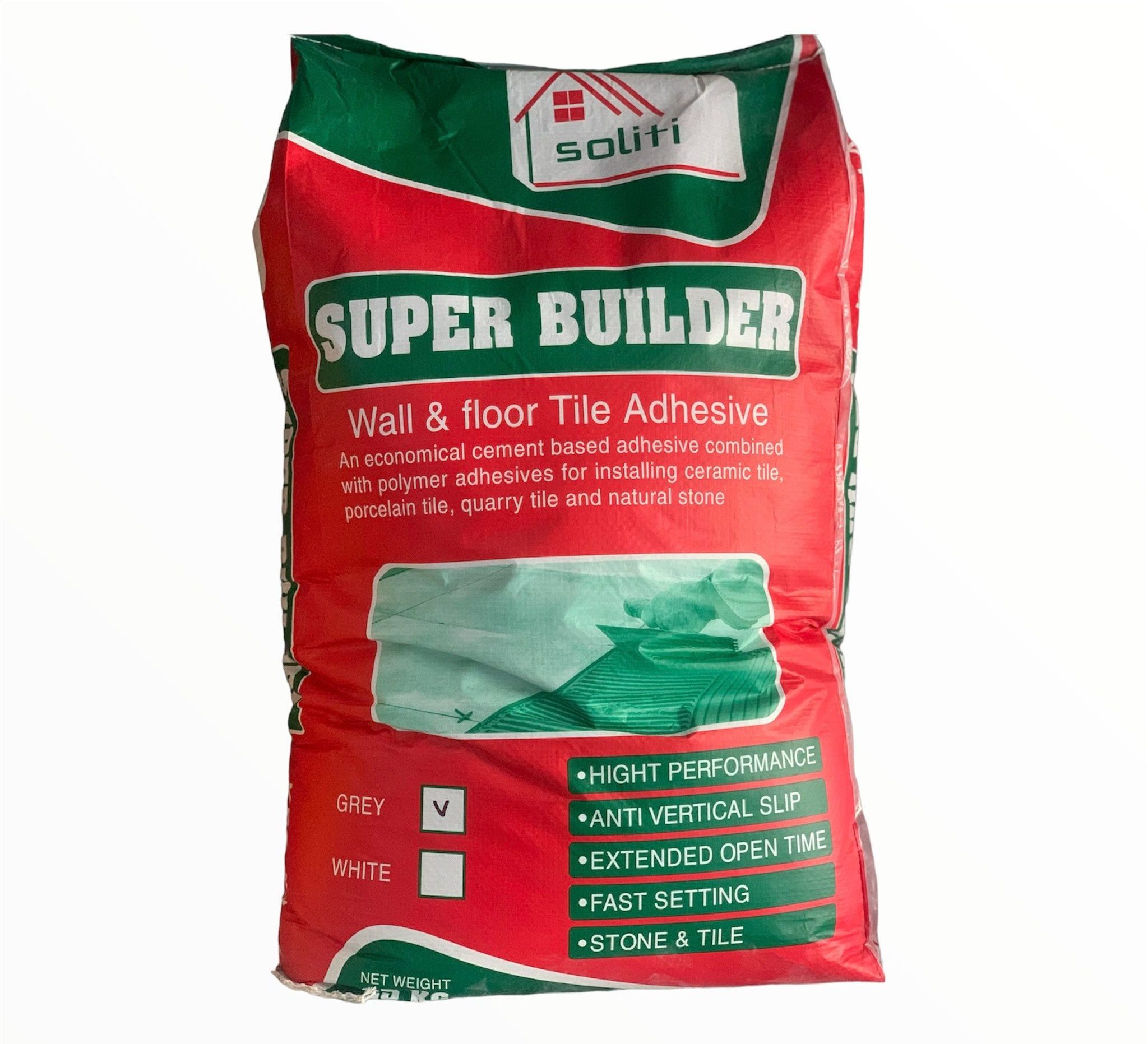 Outdoor Construction Super Man Tile Adhesive 25KG Polymer Modified White Cement Based Vietnam Origin Exporting