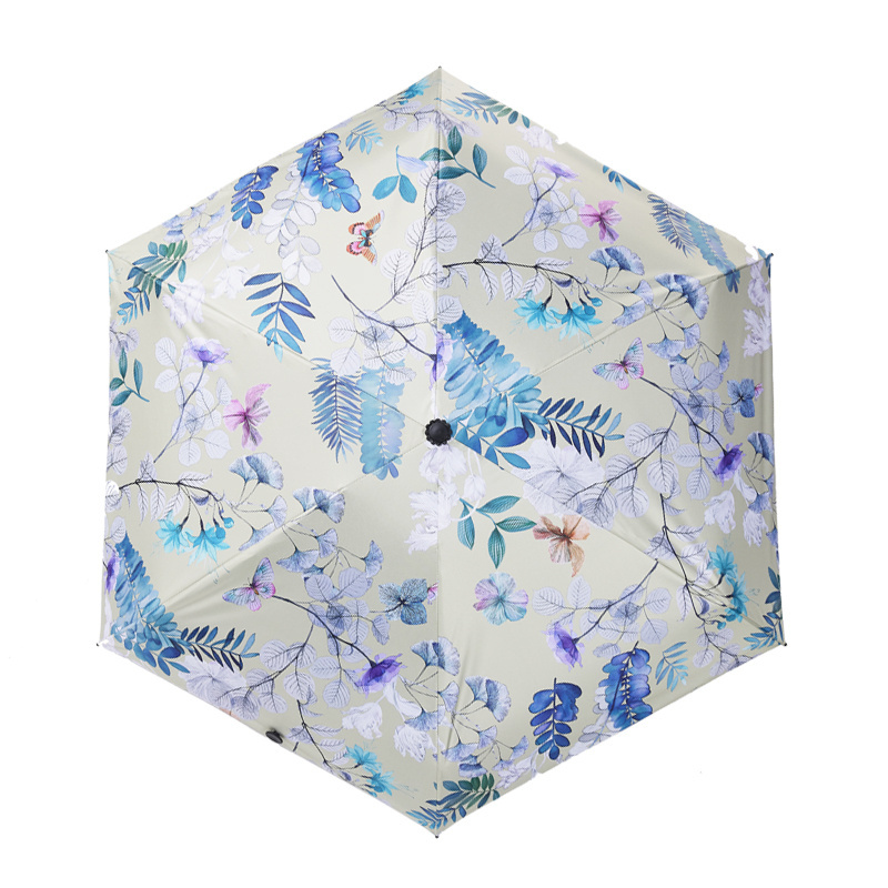 New Design FUll Color Printing Manual Open Portable Folding Mini Umbrella UV Proof Sun Shade Rain Cover Compact Umbrella