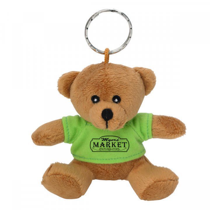 Classic bear design custom plush soft keychain with printed logo on T-shirt wholesale soft toy keychain