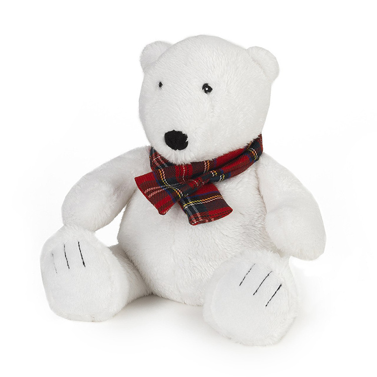 High quality plush polar bear soft stuffed animal toy with scarf