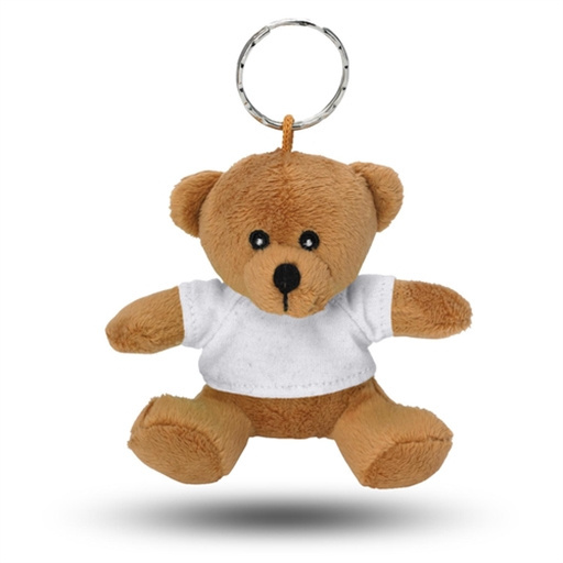 Classic bear design custom plush soft keychain with printed logo on T-shirt wholesale soft toy keychain