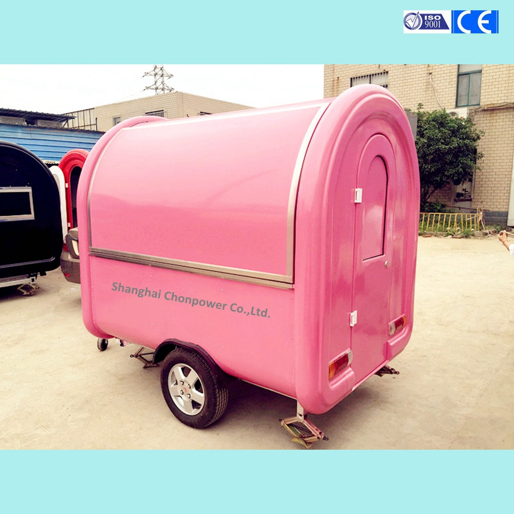 Chopower pink mobile street food trailer bbq grill food cart beef hot dog truck with awning