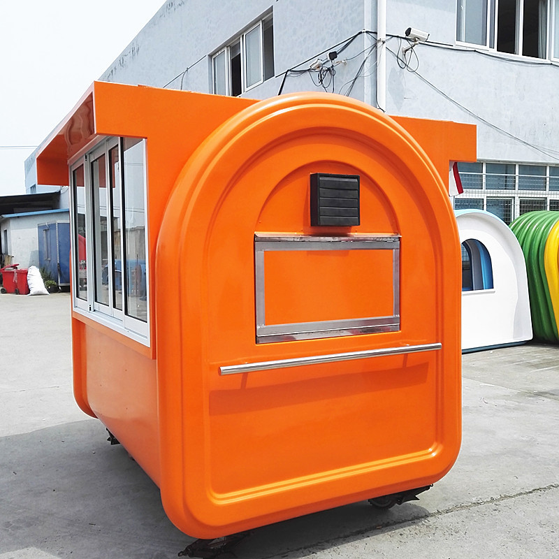 CP-A230165210 orange griddle food cart plate churros waffle kiosk commercial food warmer cart with 2 service windows