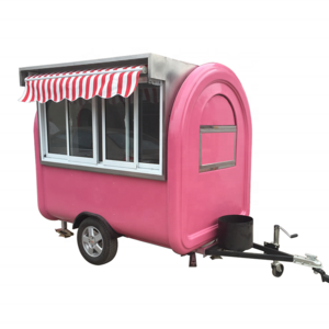 Chopower pink mobile street food trailer bbq grill food cart beef hot dog truck with awning