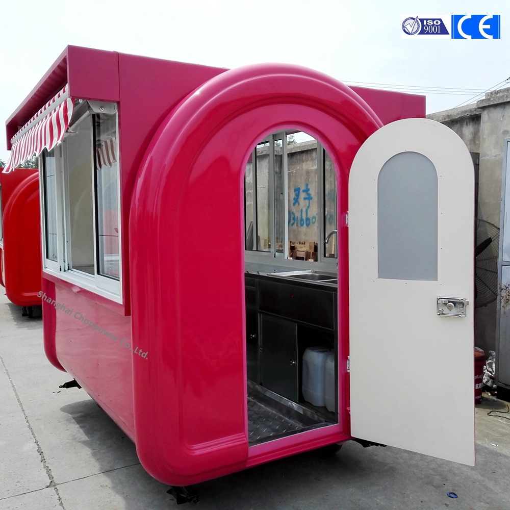 CP-A230165210 pink Coffee kiosk popcorn cotton candy food booth ice maker snow mud food cart With stretching canopy`