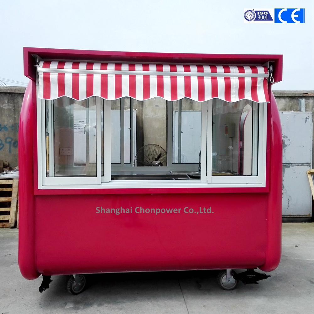 CP-A230165210 pink Coffee kiosk popcorn cotton candy food booth ice maker snow mud food cart With stretching canopy`