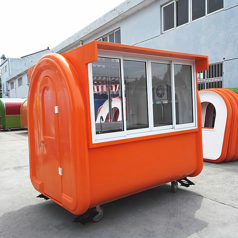 CP-A230165210 orange griddle food cart plate churros waffle kiosk commercial food warmer cart with 2 service windows