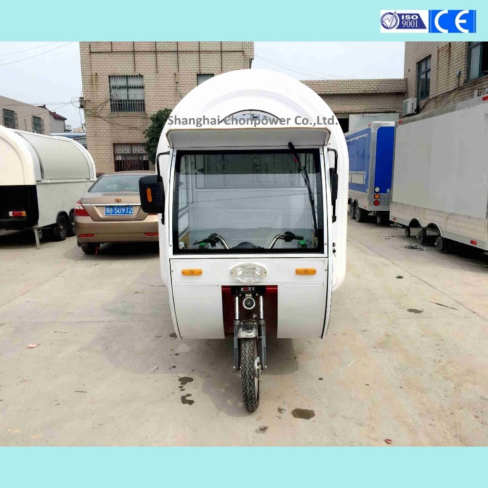 Chonpower white hot dog tricycle bike food cart 3 wheels food trailer from China famous supplier