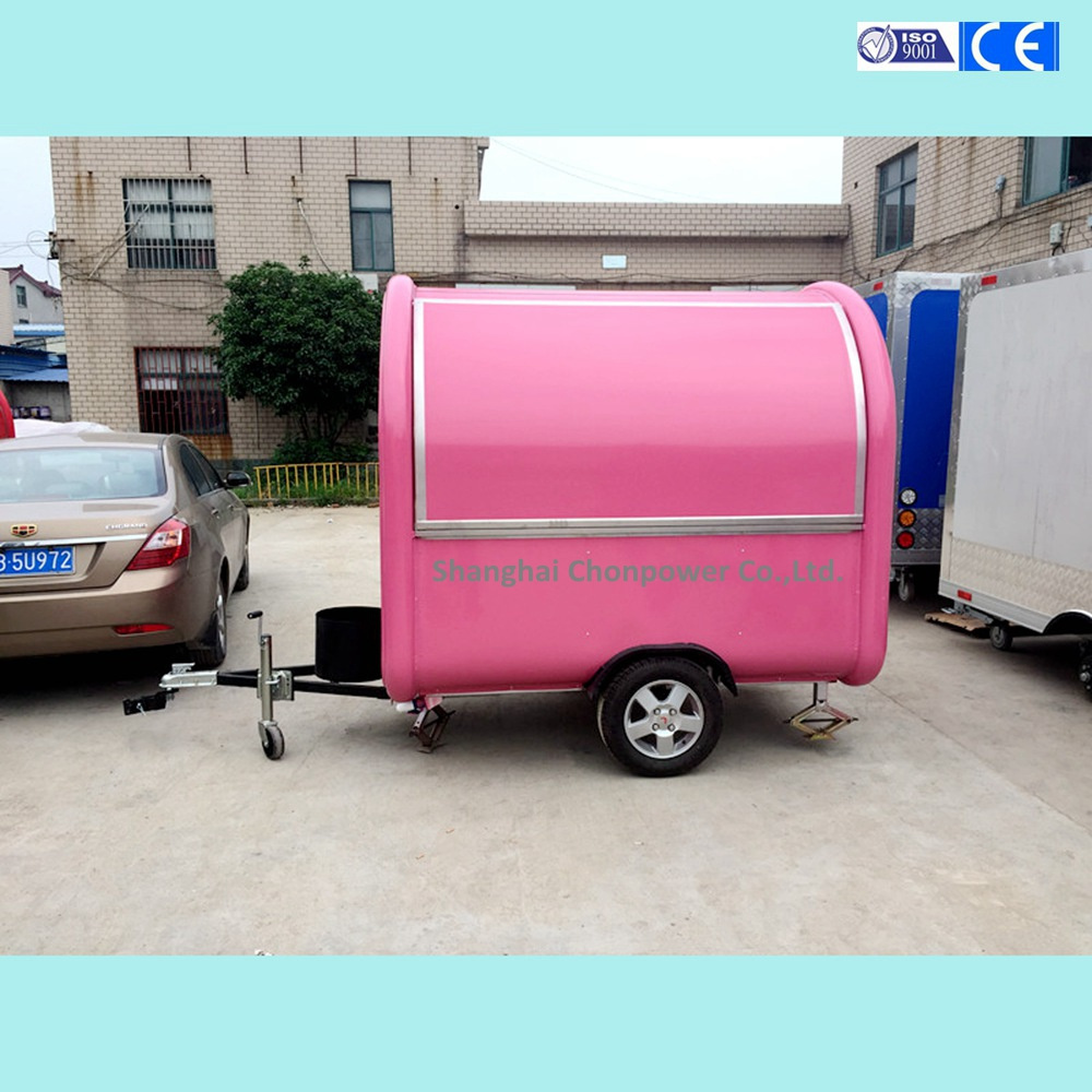 Chopower pink mobile street food trailer bbq grill food cart beef hot dog truck with awning