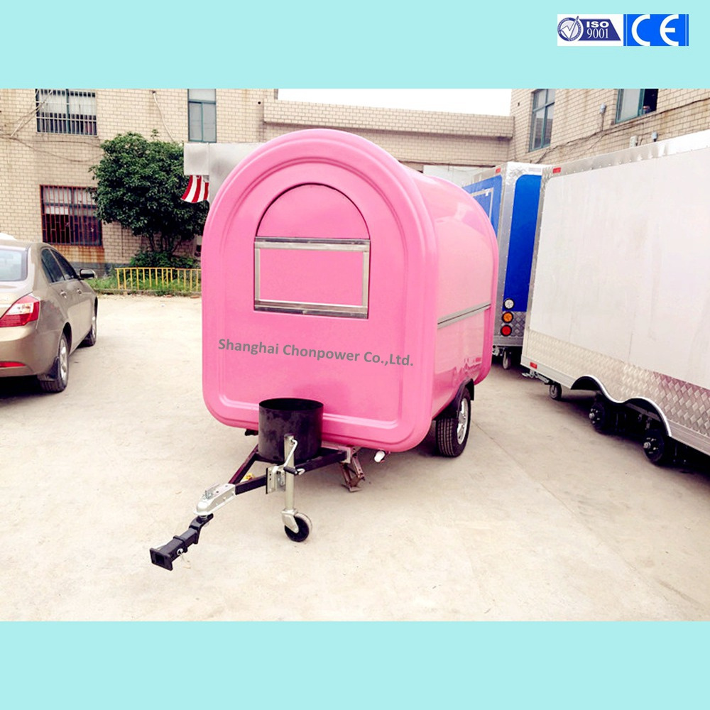 Chopower pink mobile street food trailer bbq grill food cart beef hot dog truck with awning