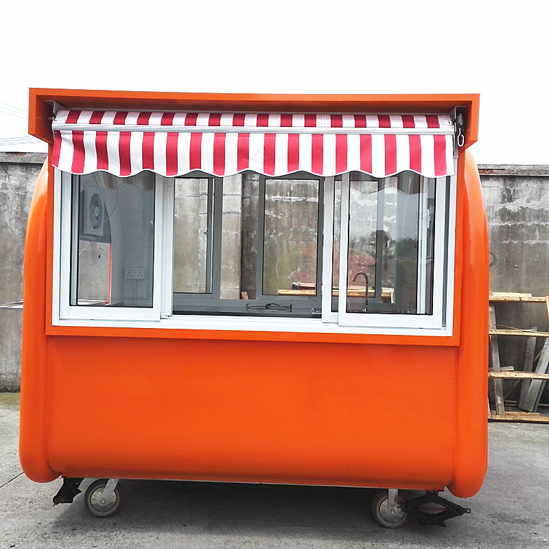 CP-A230165210 orange griddle food cart plate churros waffle kiosk commercial food warmer cart with 2 service windows