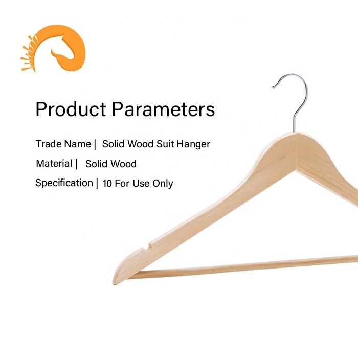 Hanger Wholesale Natural Wooden Hanger of Clothes With Non Slip Bar and Notches