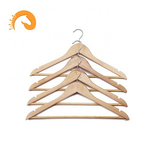 Hanger Wholesale Natural Wooden Hanger of Clothes With Non Slip Bar and Notches