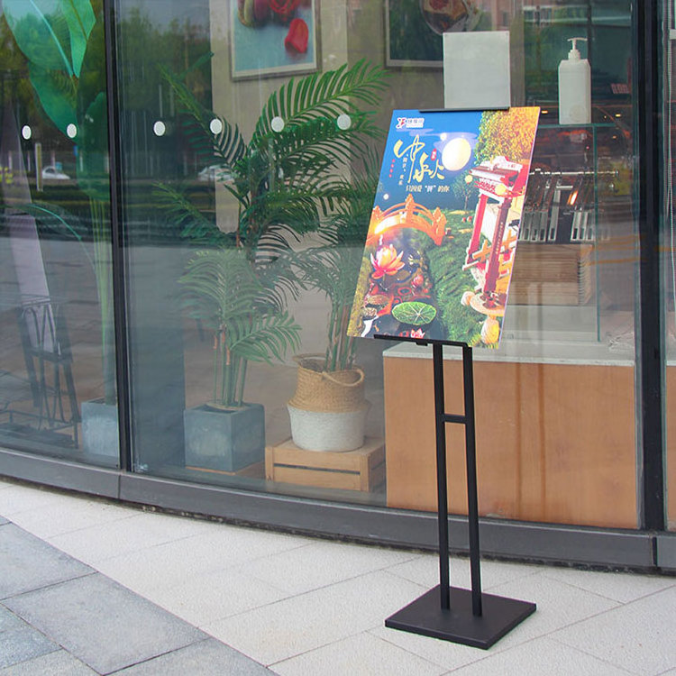 Floor Standing Poster Displays Sign Holder Adjustable Rotating Metal Poster Stand For Holding Menu