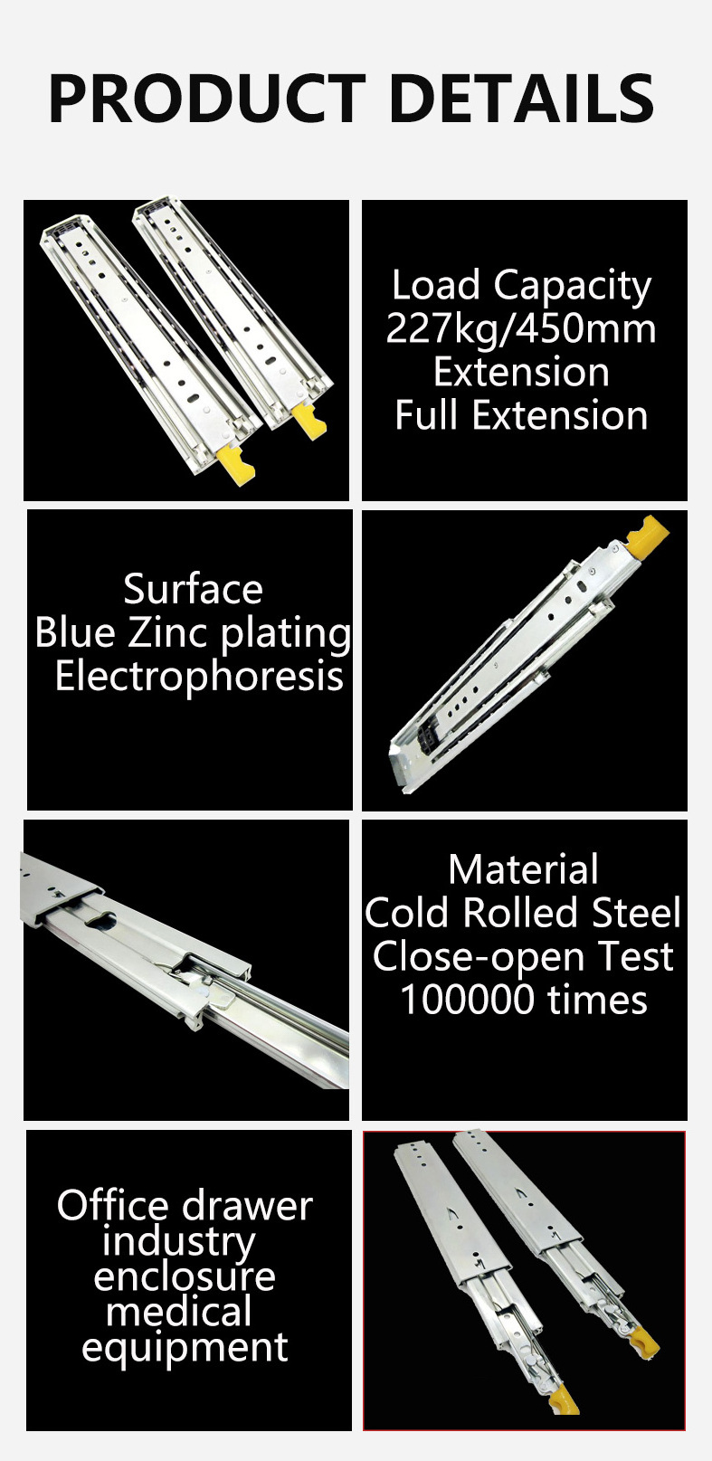 TH2076LK 76mm 225KG Load Rating 1500mm long drawer slide two way Heavy Duty Locking Drawer Slides telescopic rail