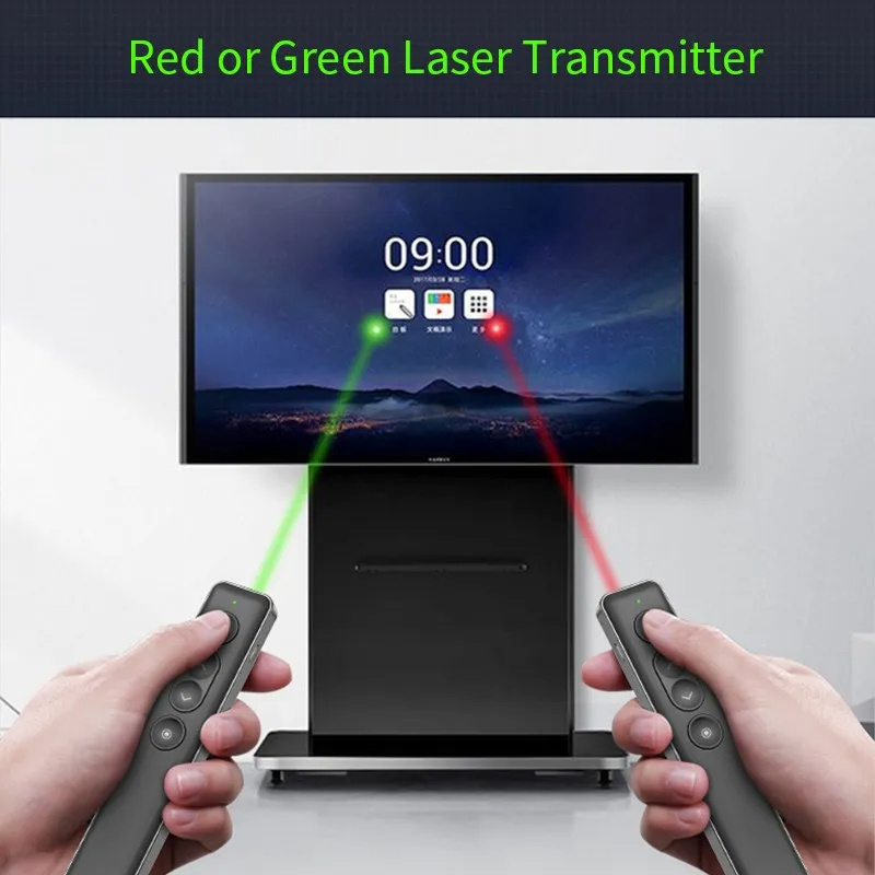 Double Laser Pointer Pen H90S Wireless Presenter Green Red Laser Spotlight Magnifier Mode Air Mouse Page Turning Remote Control