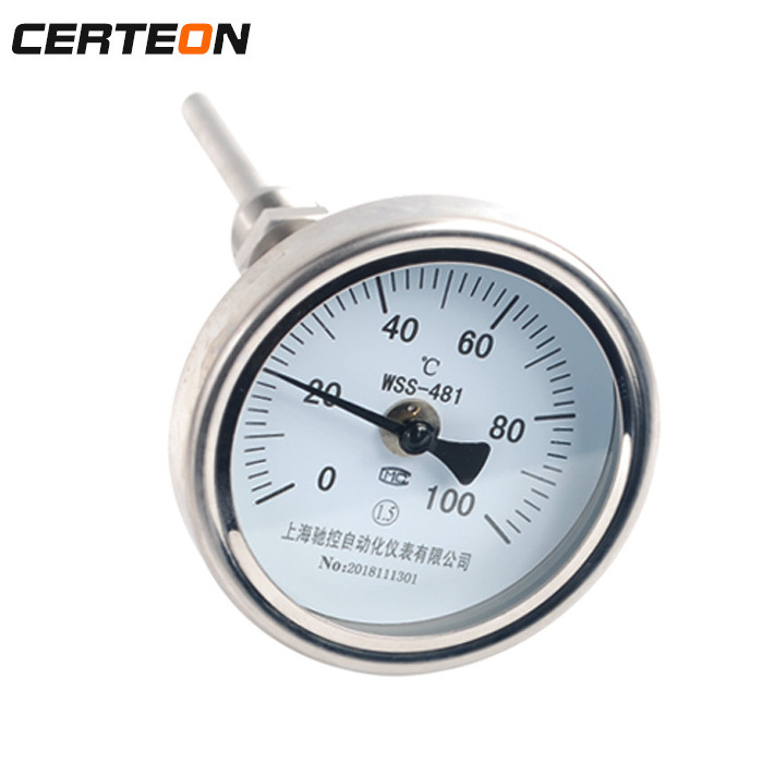 WSS 411 WSSX radial Axial Electric contact digital Capillary Pressure Temperature Gauge bimetal thermometer with SS304 Case Stem