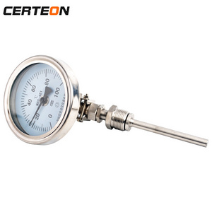 WSS 411 WSSX radial Axial Electric contact digital Capillary Pressure Temperature Gauge bimetal thermometer with SS304 Case Stem