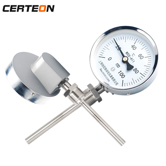 WSS 411 WSSX radial Axial Electric contact digital Capillary Pressure Temperature Gauge bimetal thermometer with SS304 Case Stem