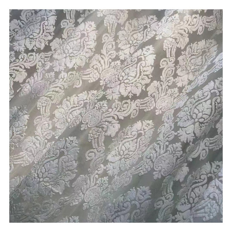 Modern Floral Design Cut Velvet Sheer Curtain Fabric 100% Polyester Woven for Home Textile for Bedroom Decor