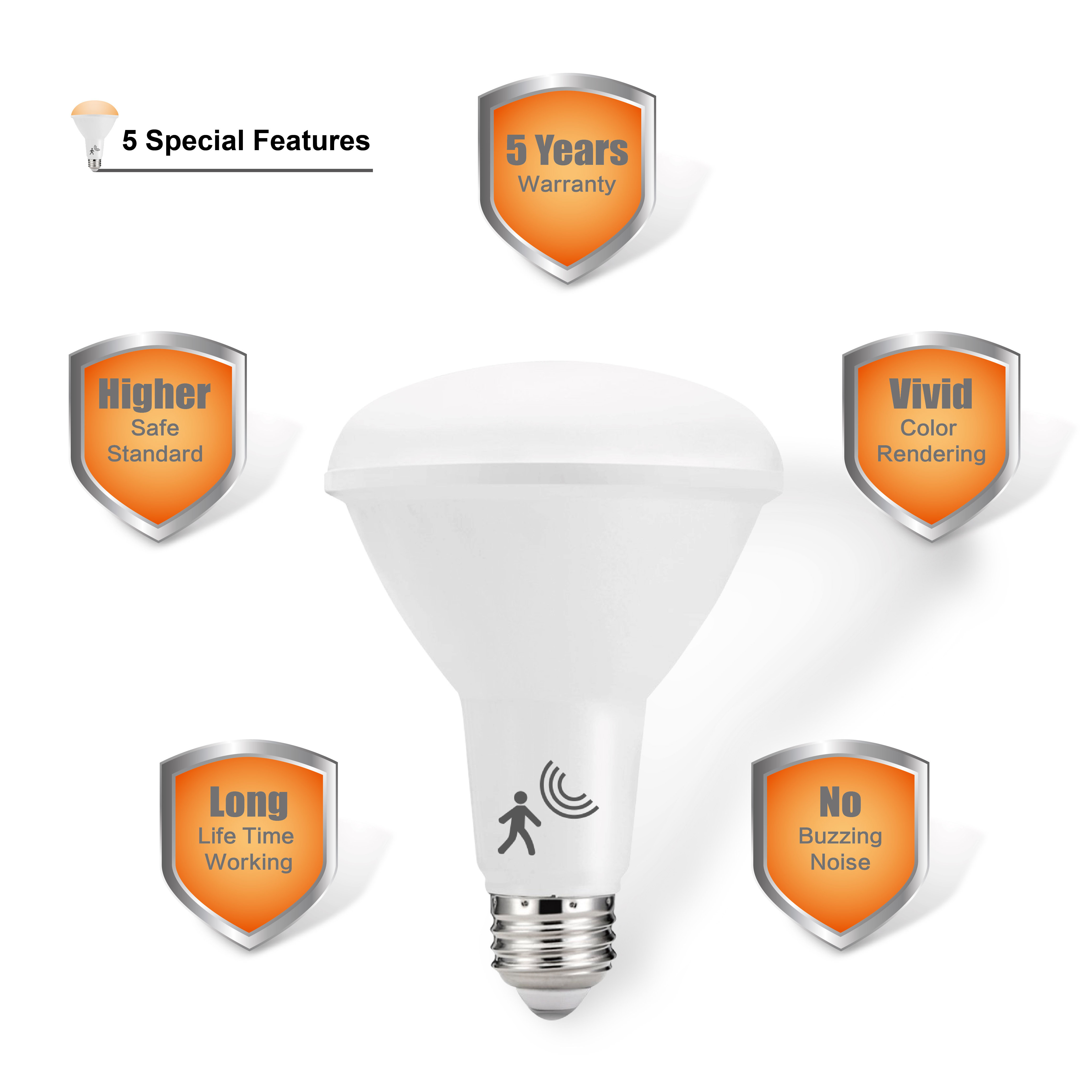 BR30 Floodlight with Motion Sensor, BR30 Bulb for Indoor and Outdoor, 12W, Bright White(4000K), 900lm, Ra80, E26