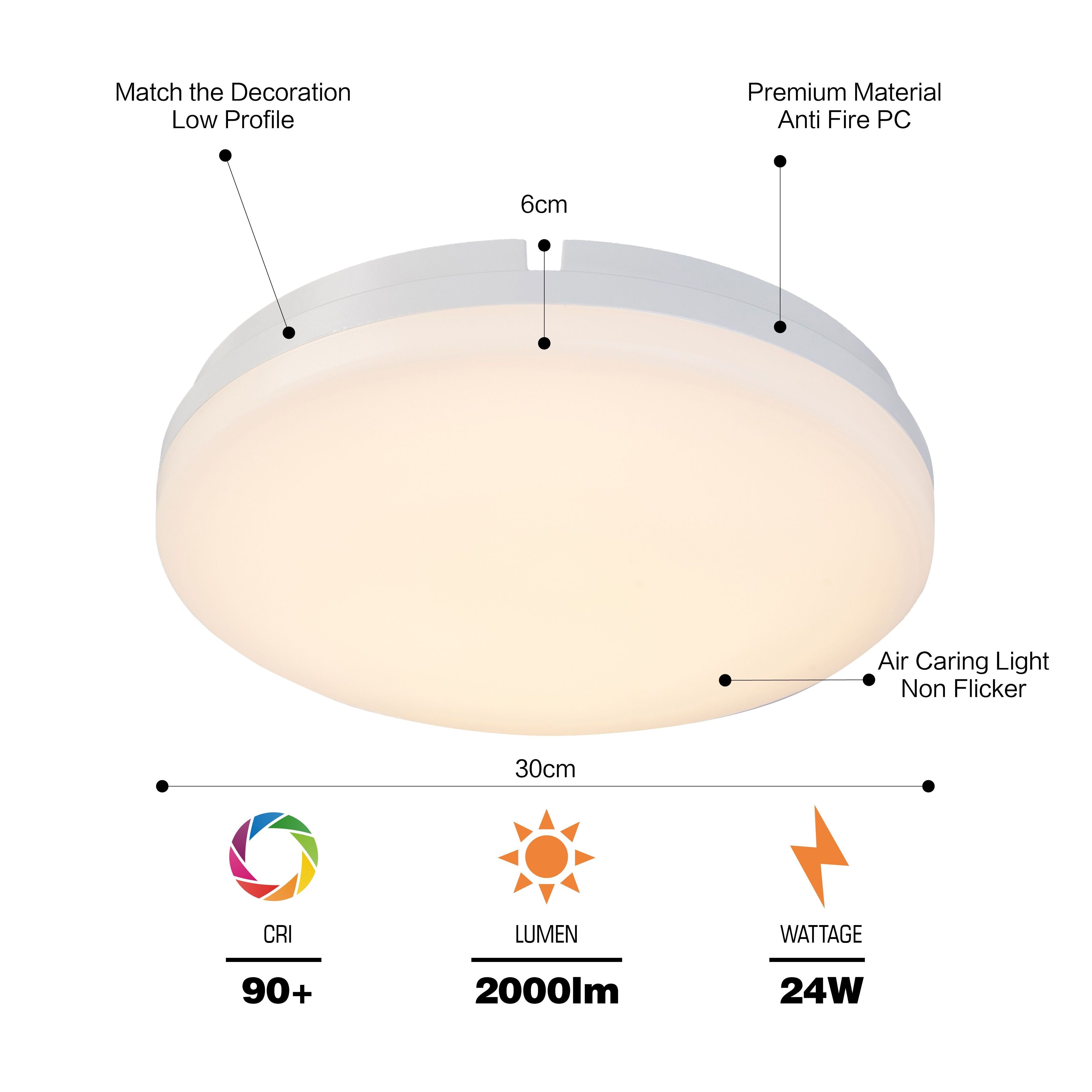 BUBO Smart Ceiling Light, Full RGB Color Tunable, CCT Adjustable, Dimmable, 30cm, 24W, 2000lm, CRI90, 220V