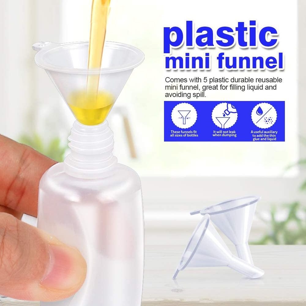 Plastic LDPE Precision Tip Applicator Bottles 30ml Needle Tip Squeeze Glue Bottles 12 pack Precision Bottles with 5 Mini Funnels