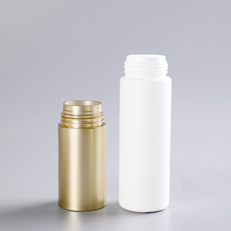 Custom Gold color foam pump press bottle 100ml Cleaning mousse bottle cosmetic foaming too bottles 4oz white cylinder foamer