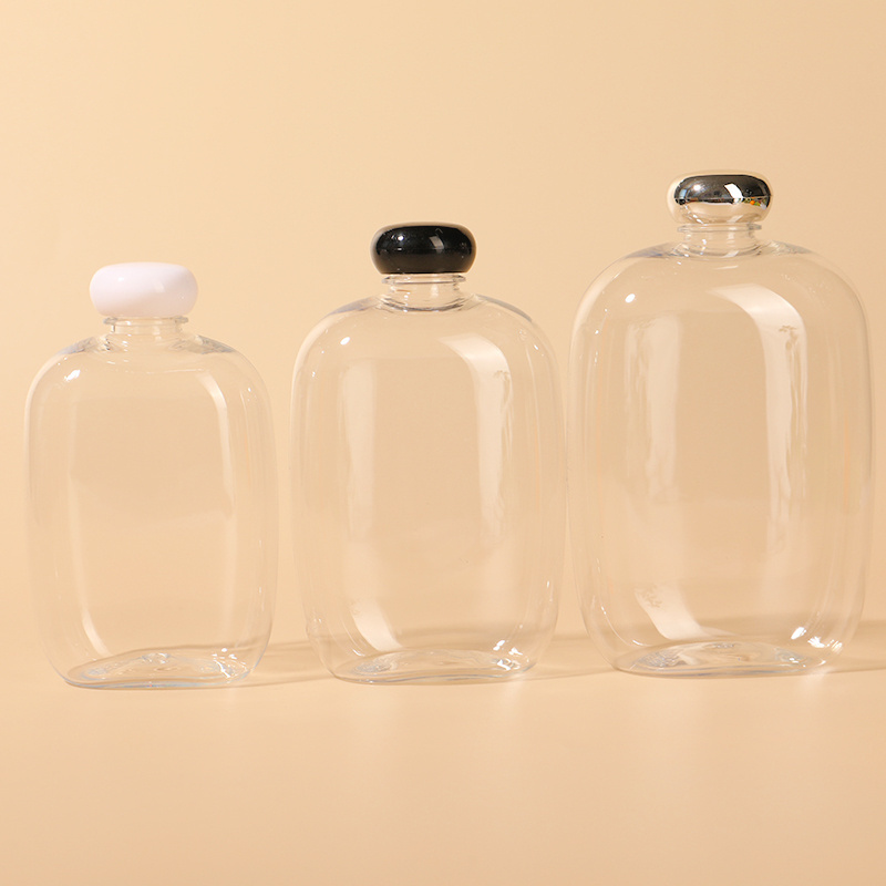 Empty 250 350 500 ml plastic drinking bottles with caps PET bubble tea bottles plastic Food safe Juice packaging bottles