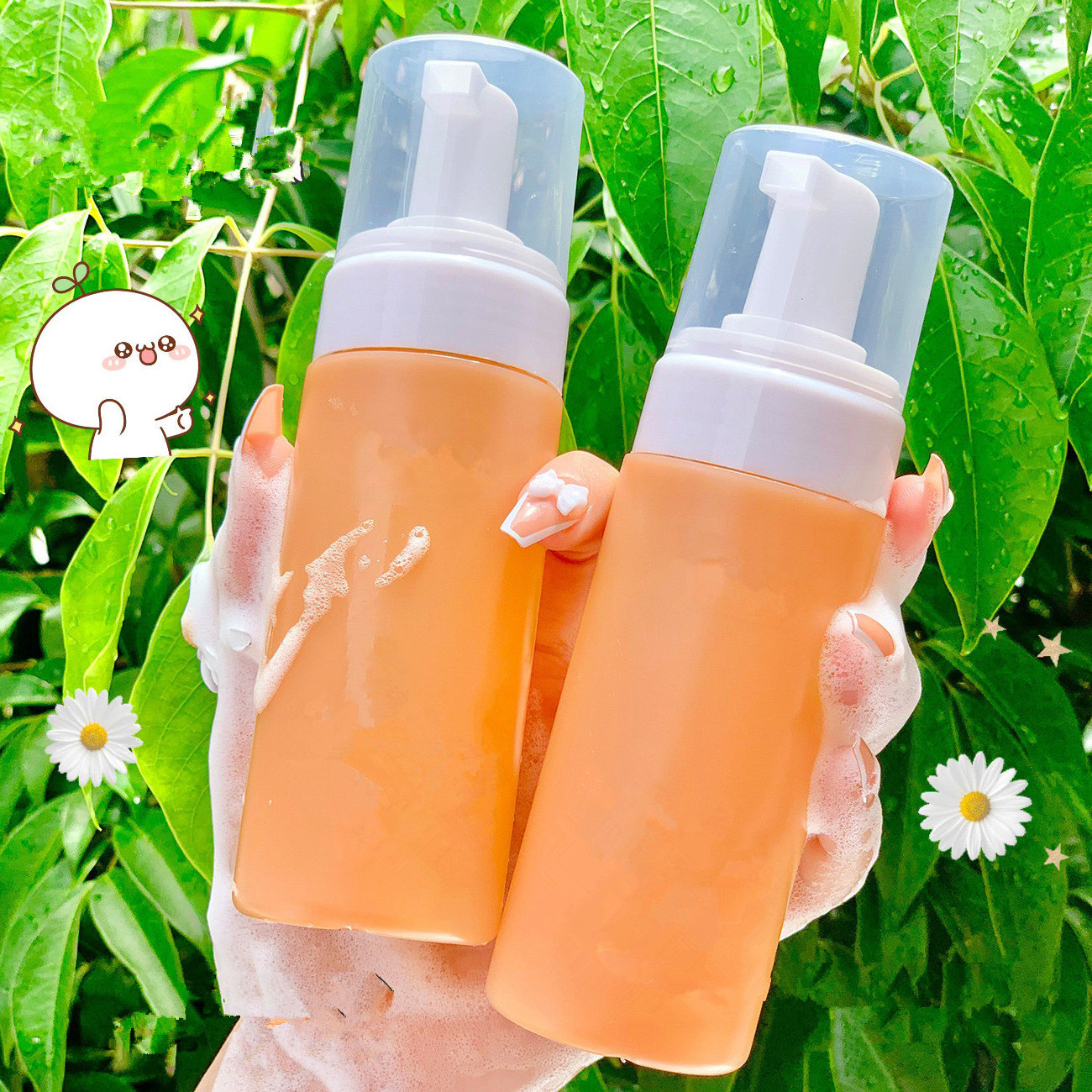 Custom  50ml 150ml 200ml 300ml 400ml 500ml Cosmetic PET PCR foaming Cleanser Facial foam pump soap dispenser bottle