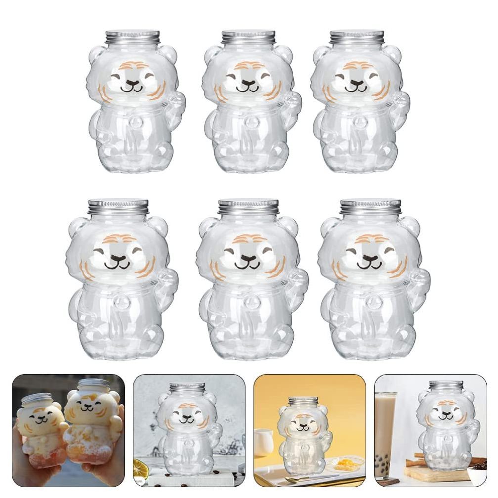 350ml 700ml Custo Drink Bottle 500ml Disposable Pet Creative Transparent Milk Tea Bottle Cartoon Juice Plastic Bottle