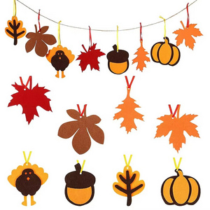 Thanksgiving Autumn Felt Mini Hanging Maple Leaf Pumpkin Felt Turkey Hanging Ornaments Party Decoration Felt Ornaments