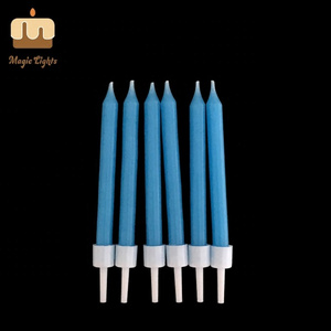 Direct factory birthday cake flameless taper wax candles blue