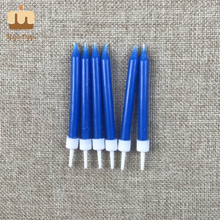 Direct factory birthday cake flameless taper wax candles blue