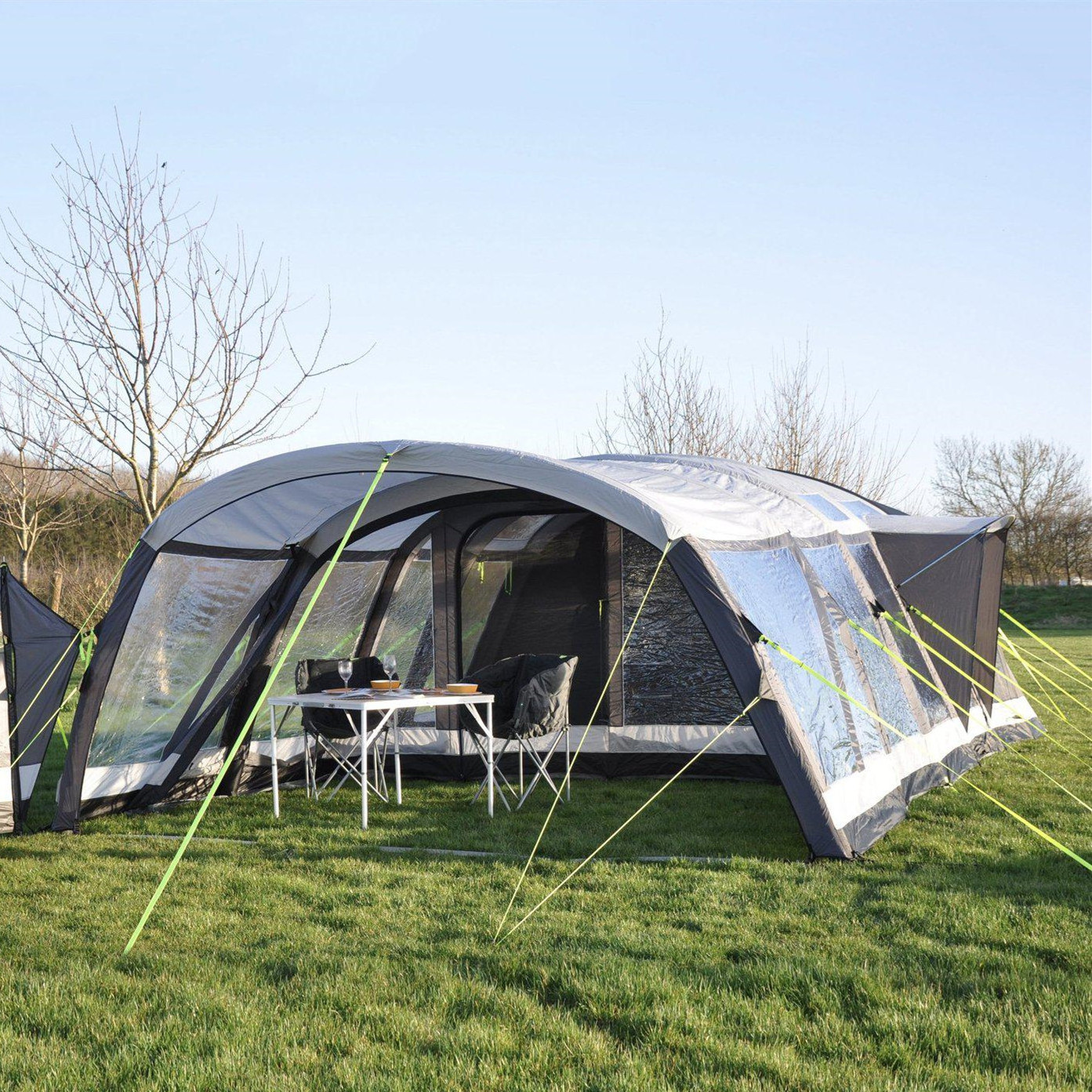 Portable Large Tunnel 6 Person Air Nightfall Porch Tent 3 Bedroom Inflatable Airbeam Family Tent