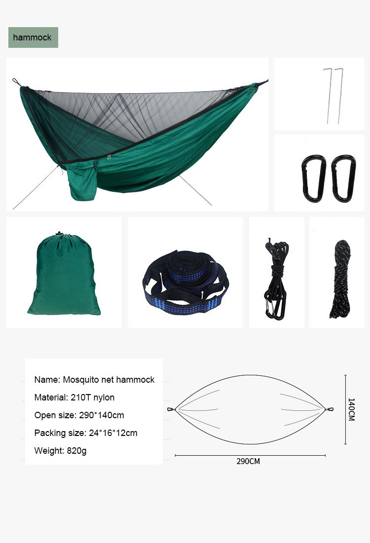 Outdoor Camping Hammock Double Parachute Hammock Lightweight Nylon 2 Person Tree Tent Portable Travel Hammock