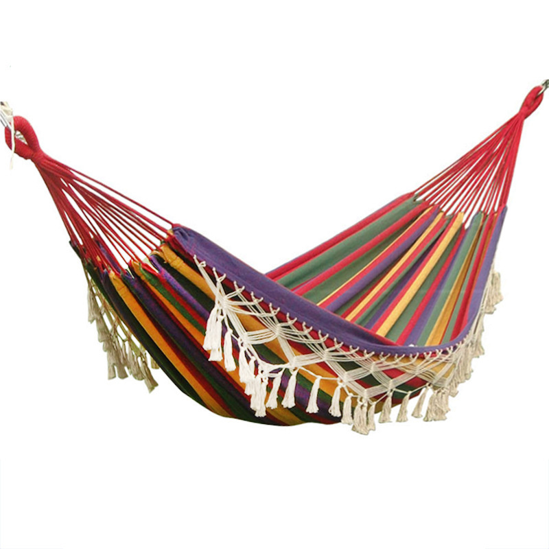 Large Brazilian Macrame Fringe 2 Person Double Deluxe Hammock Swing Net Chair for Beach Yard Bedroom Patio Porch Indoor Outdoor